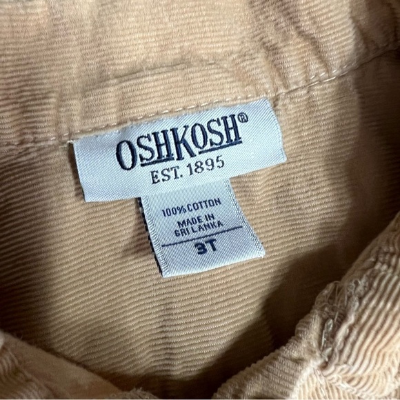 Vintage OskKosh Corduroy Tan Embroidered Button Up Dress - Picture 5 of 9